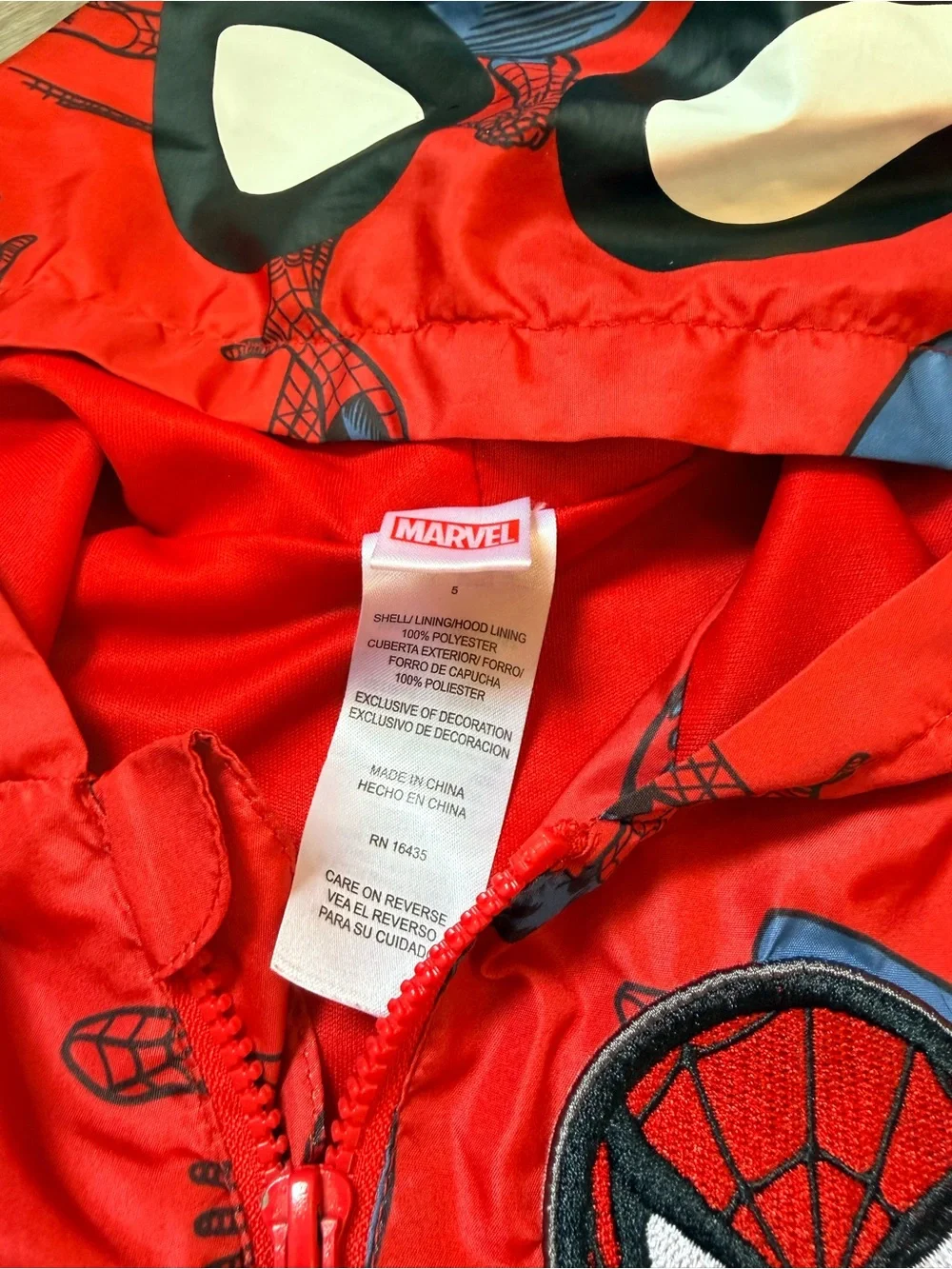 Marvel Spider-Man Red and Blue Hooded Kids Jacket - Picture 3 of 5